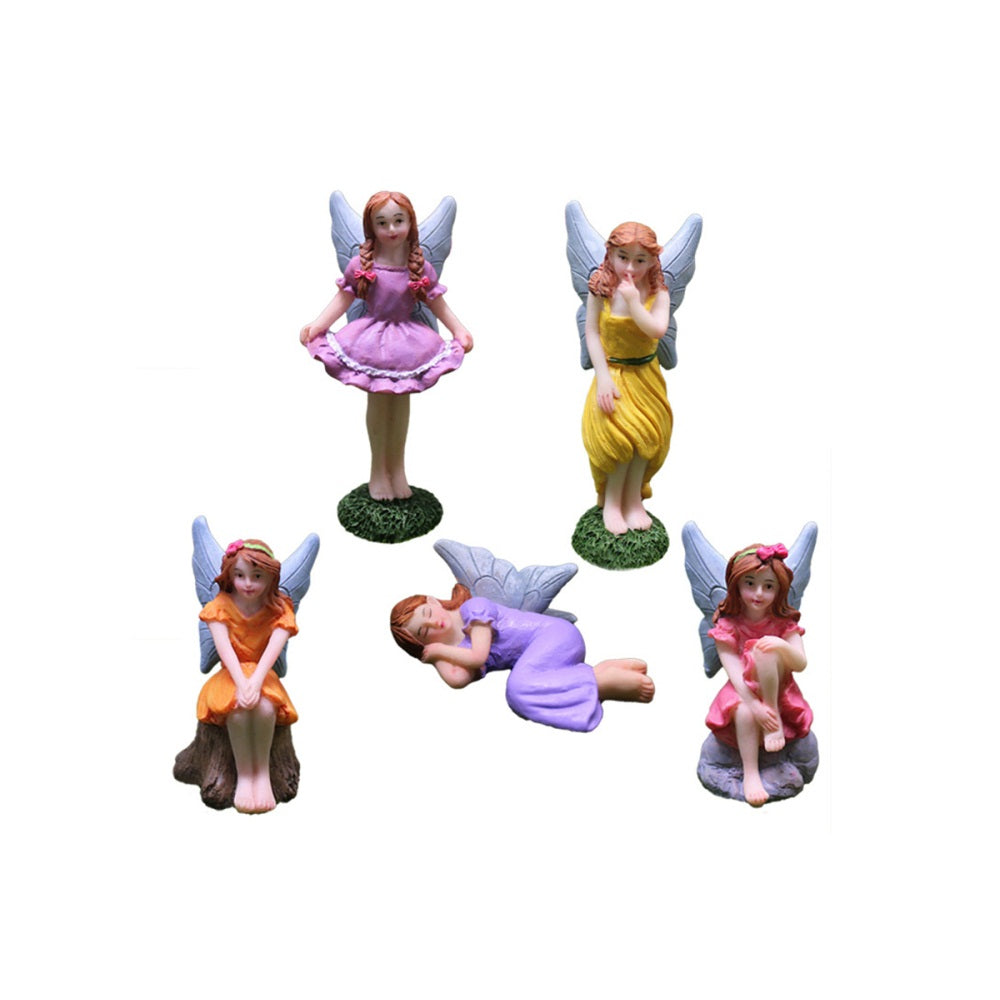 5Pcs Garden Ornament Fairy Statues Mini Garden Decor
