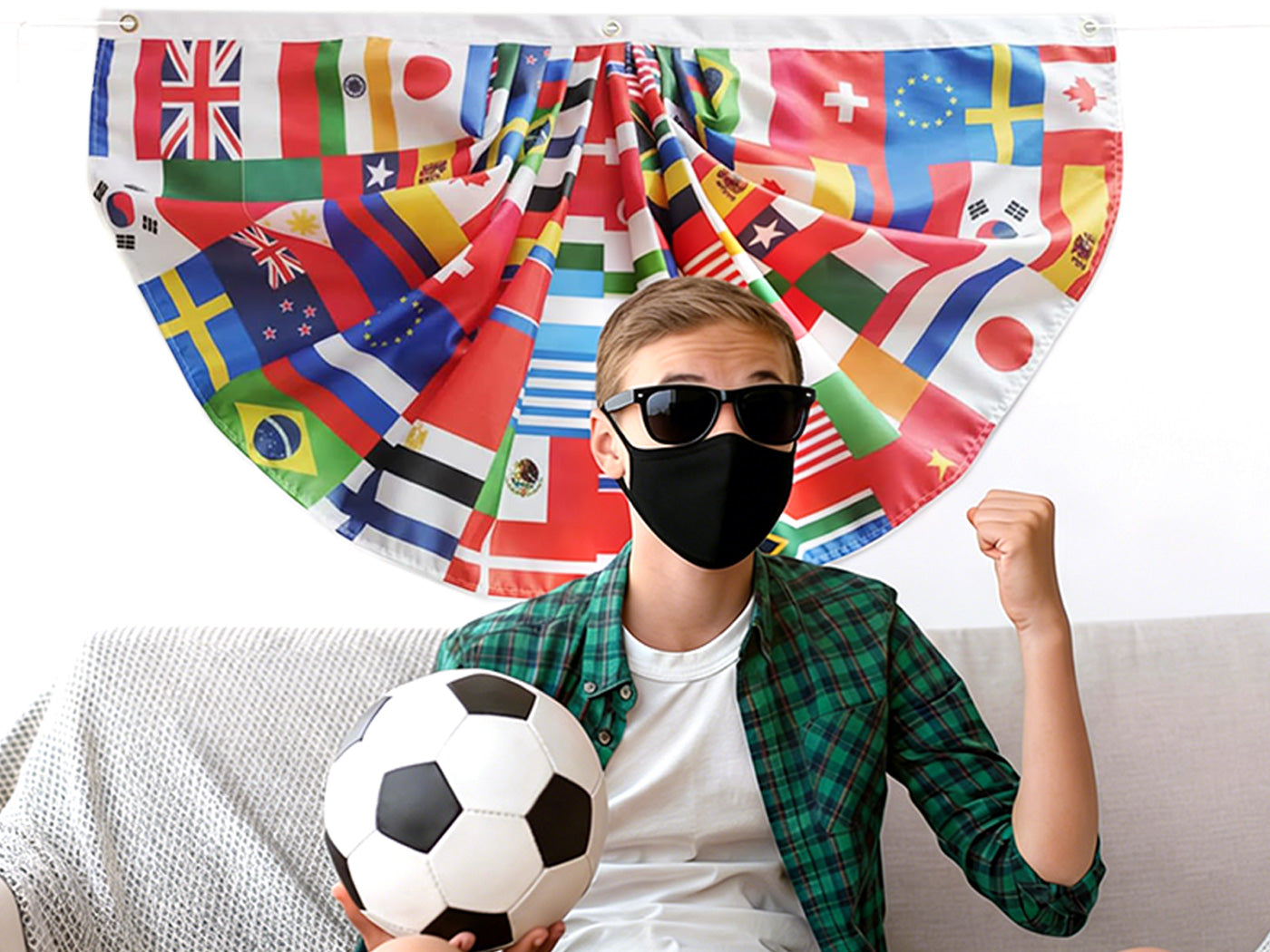 Pleated Fan Flag Football Fan Flag Soccer Bunting Banner for World Cup