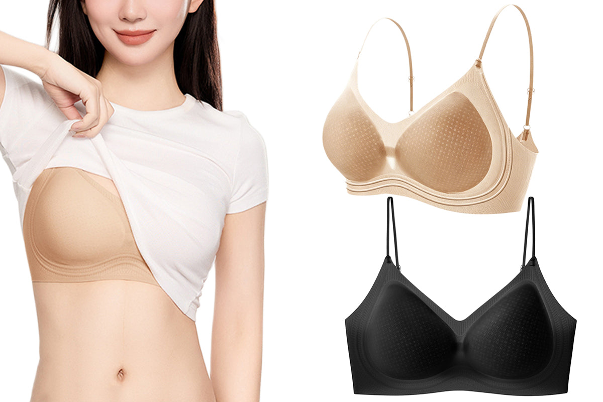 2 X Seamless Non Wired Bra Lightweight Breathable Push Up Bra