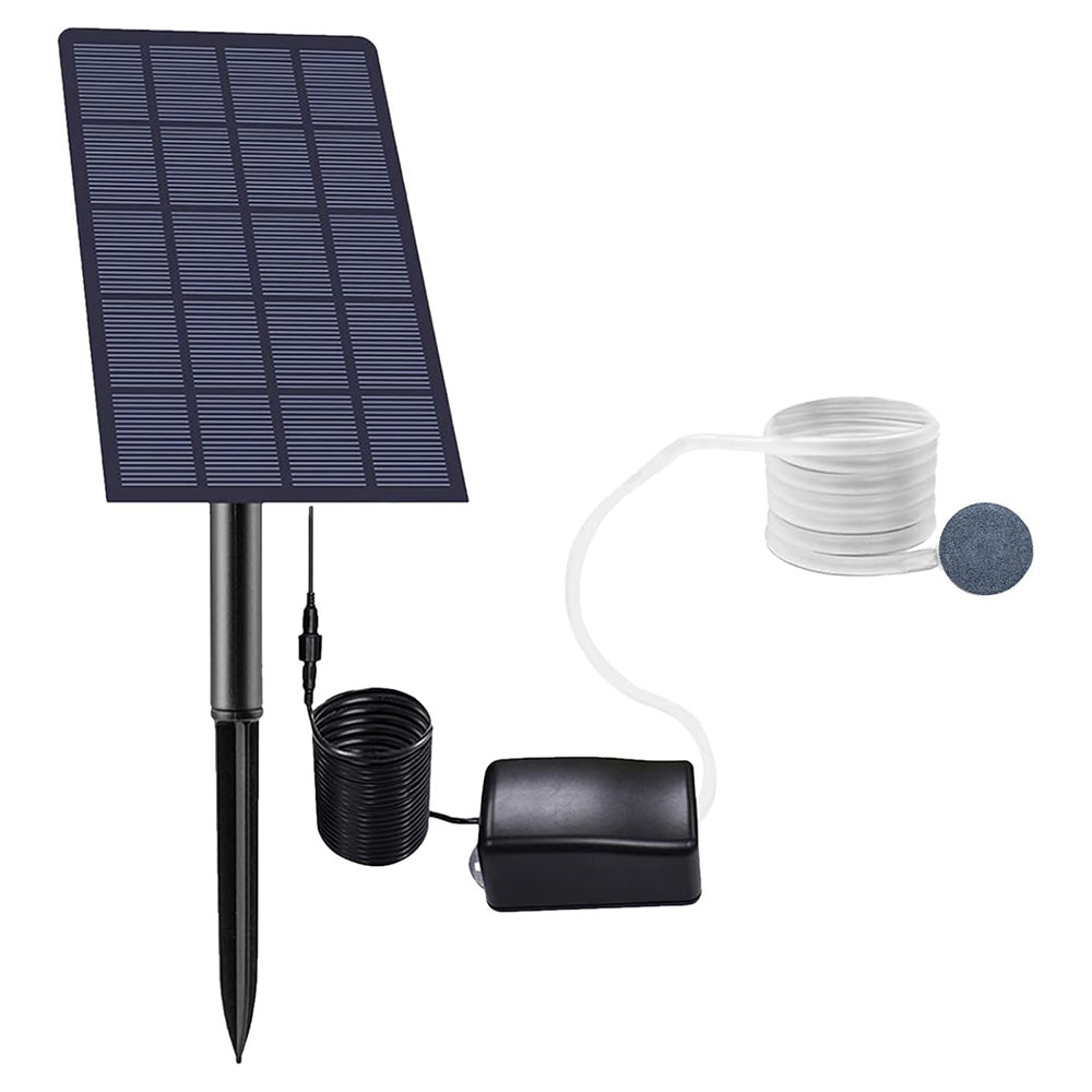 Solar Powered Oxygen Aerator Pump with Air Stone and Ground Stake for Pond Pool and Aquarium