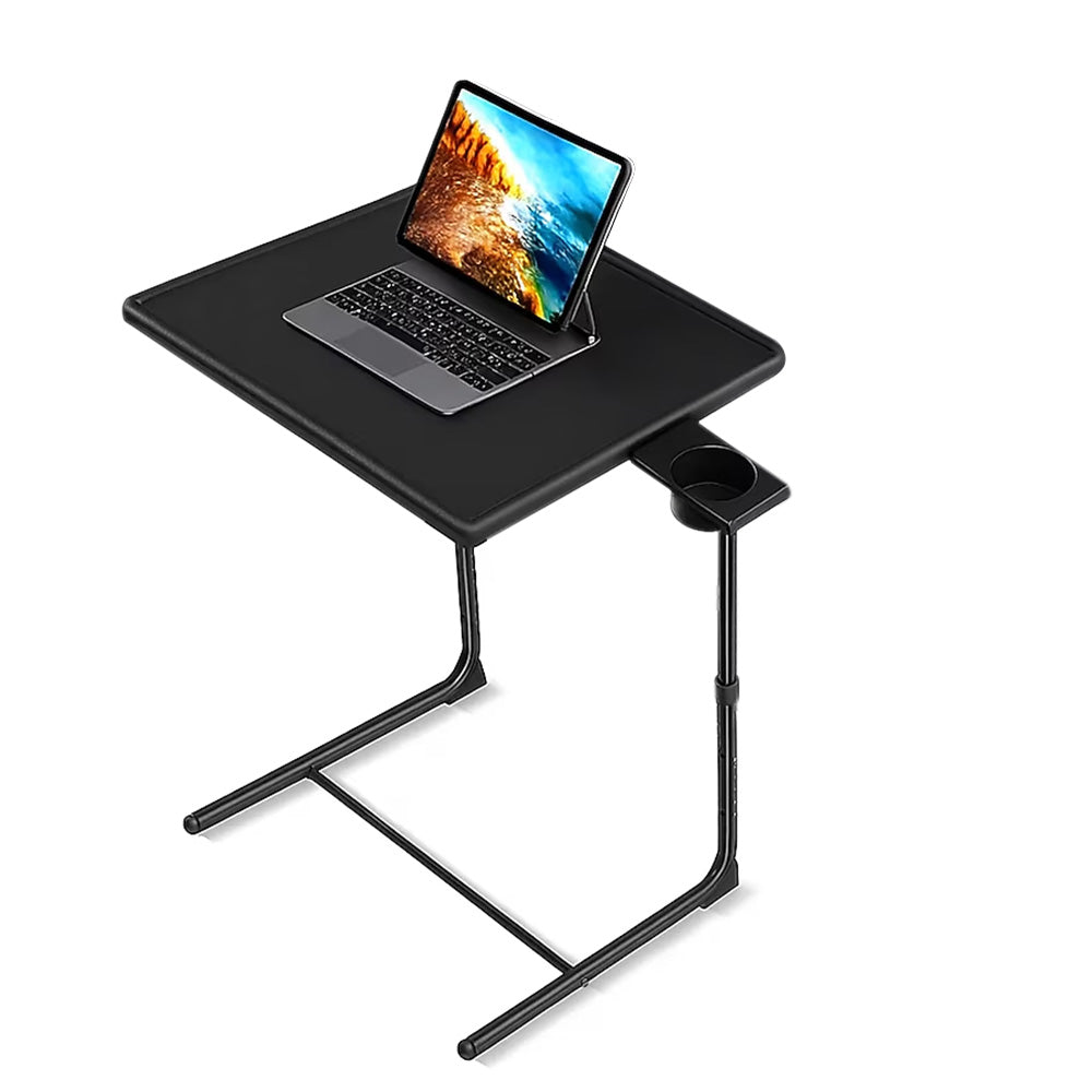 Adjustable Overbed Table with Cup Holder Foldable Bedside Desk for Laptop