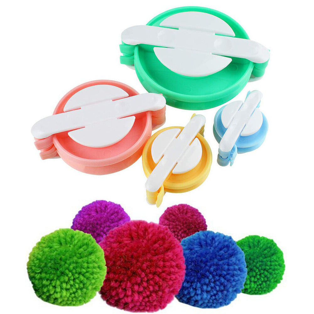 4-Piece Multi-Size Pom Pom Maker Set for DIY Fluff Balls