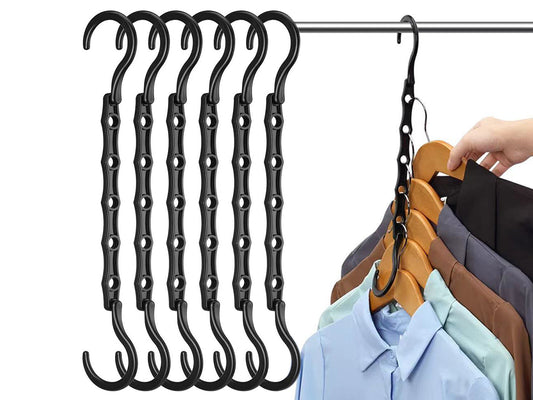 6Pcs Clothes Hanger Space Saving Magic Hangers 5 Holes Closet Organizers