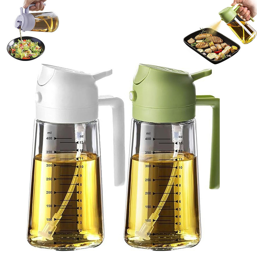 2 Pcs Measuring Oil Dispenser Bottle with Spray and Pour
