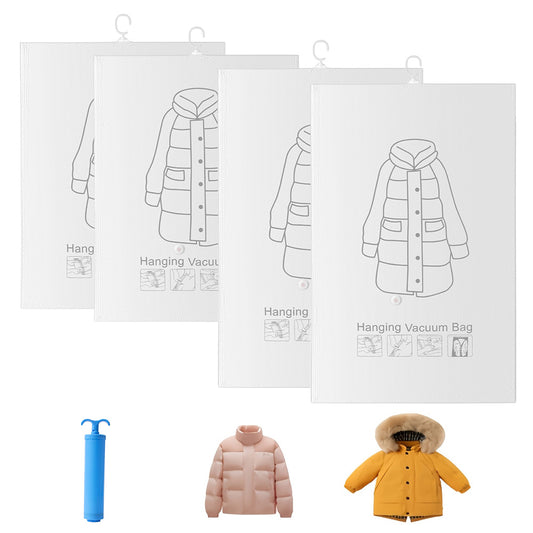 4Pcs Hanging Vacuum Clothes Storage Bags with Pump