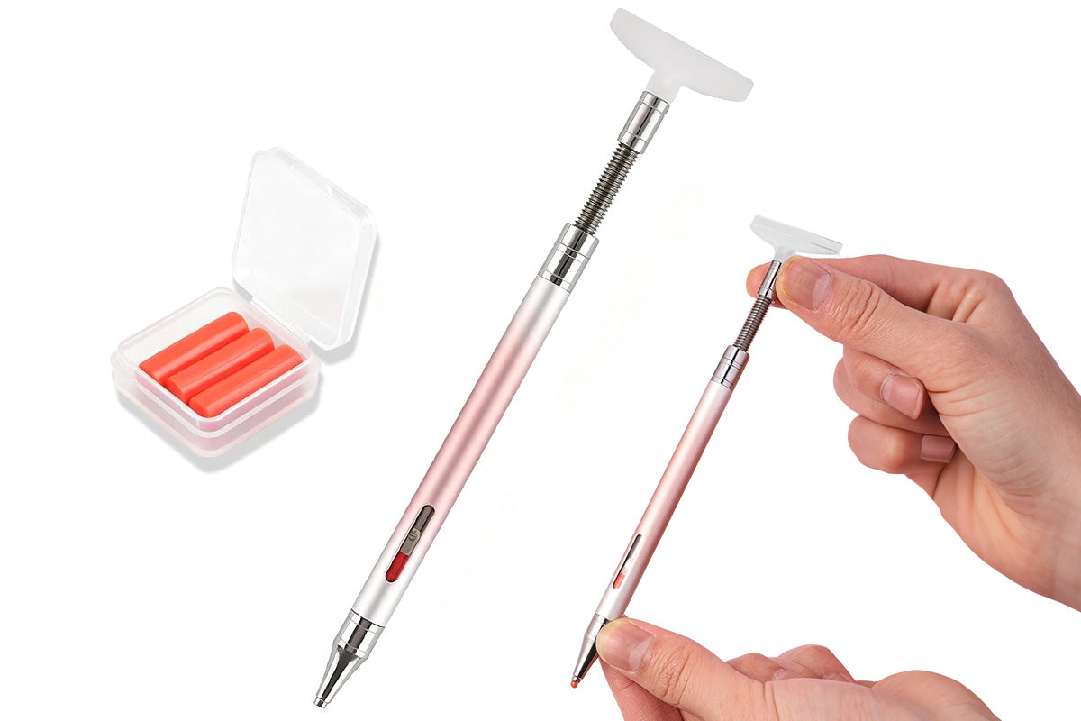 2pcs Glue-out Rhinestone Painting Pen Rhinestone Drill Pen with Visual Window and 6pcs Glue Sticks
