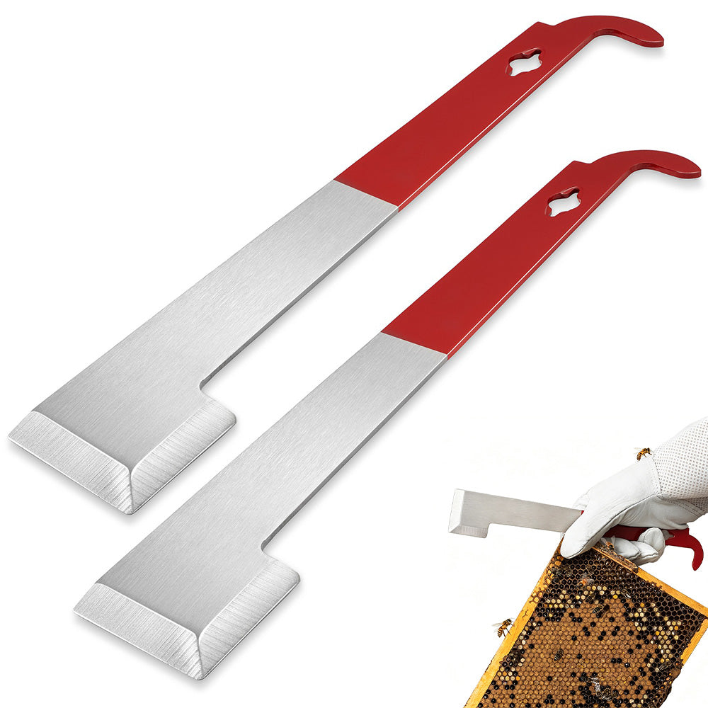 2 Pack Stainless Steel J Type Bee Hive Scraper Multi Functional Beekeeping Tool for Wax Propolis