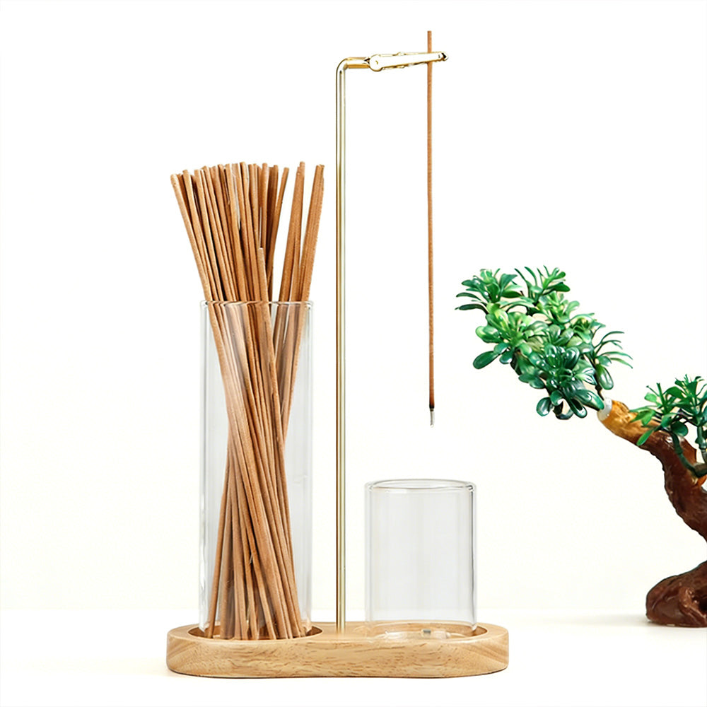 Figure Eight Glass Incense Holder Burner with Ash Catcher for Meditation Decor
