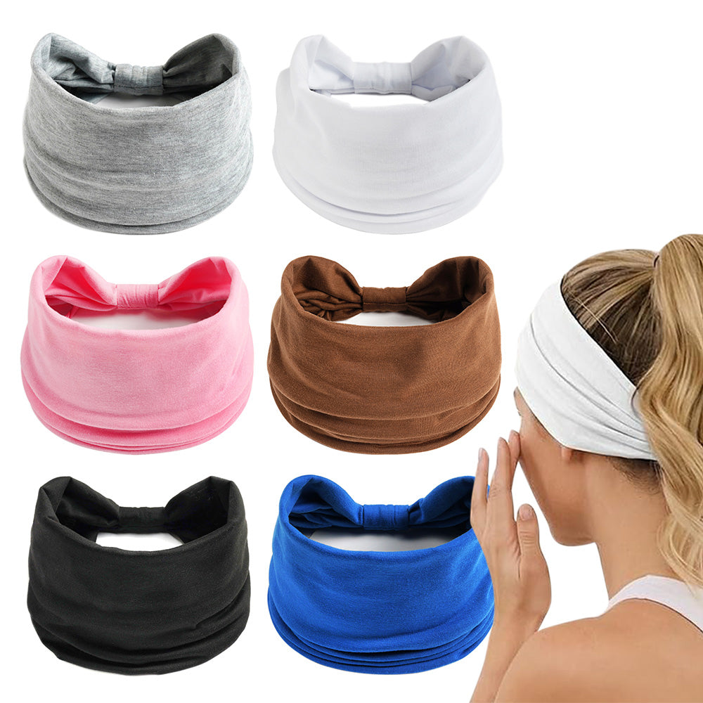 6 Pack Wide Headbands for Women Non-Slip Elastic Boho Style for Sports Yoga Daily Wear