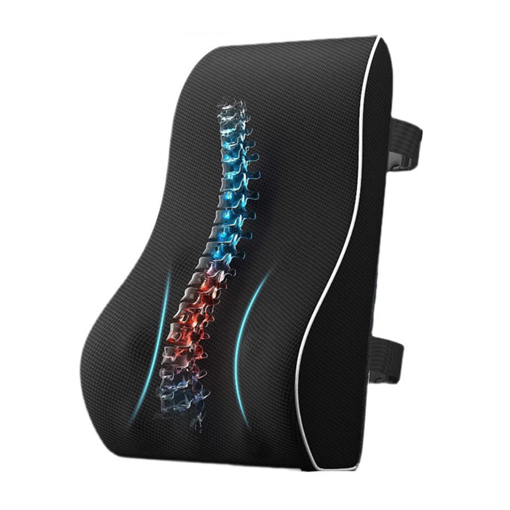 Ergonomic Lumbar Back Support Cushion Memory Foam Backrest with Adjustable Strap