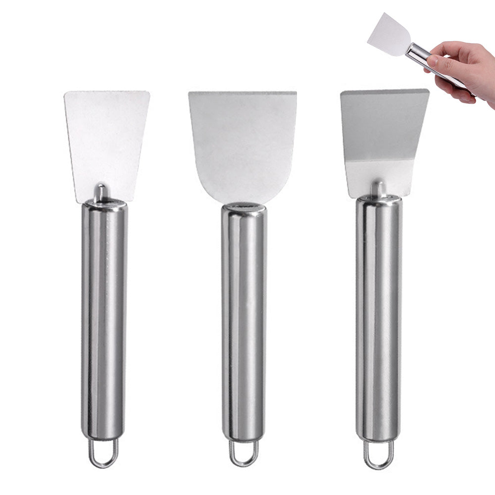 3 Piece Stainless Steel Ice Scraper Kit for Freezer Kitchen Grease Adhesive