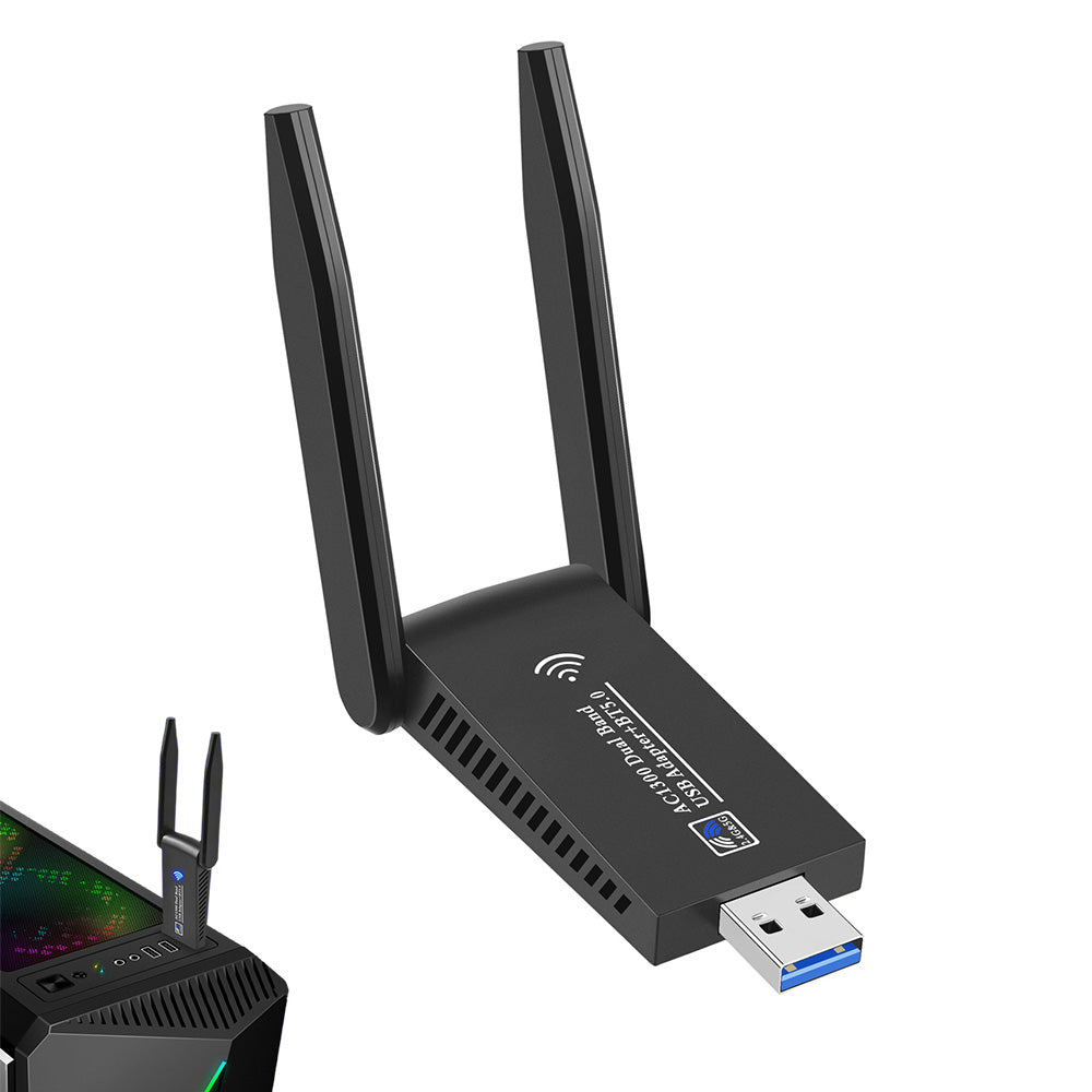 5.0 Wireless WiFi Adapter 1300Mbps Bluetooth Dual Band USB 3.0 for PC and Mac