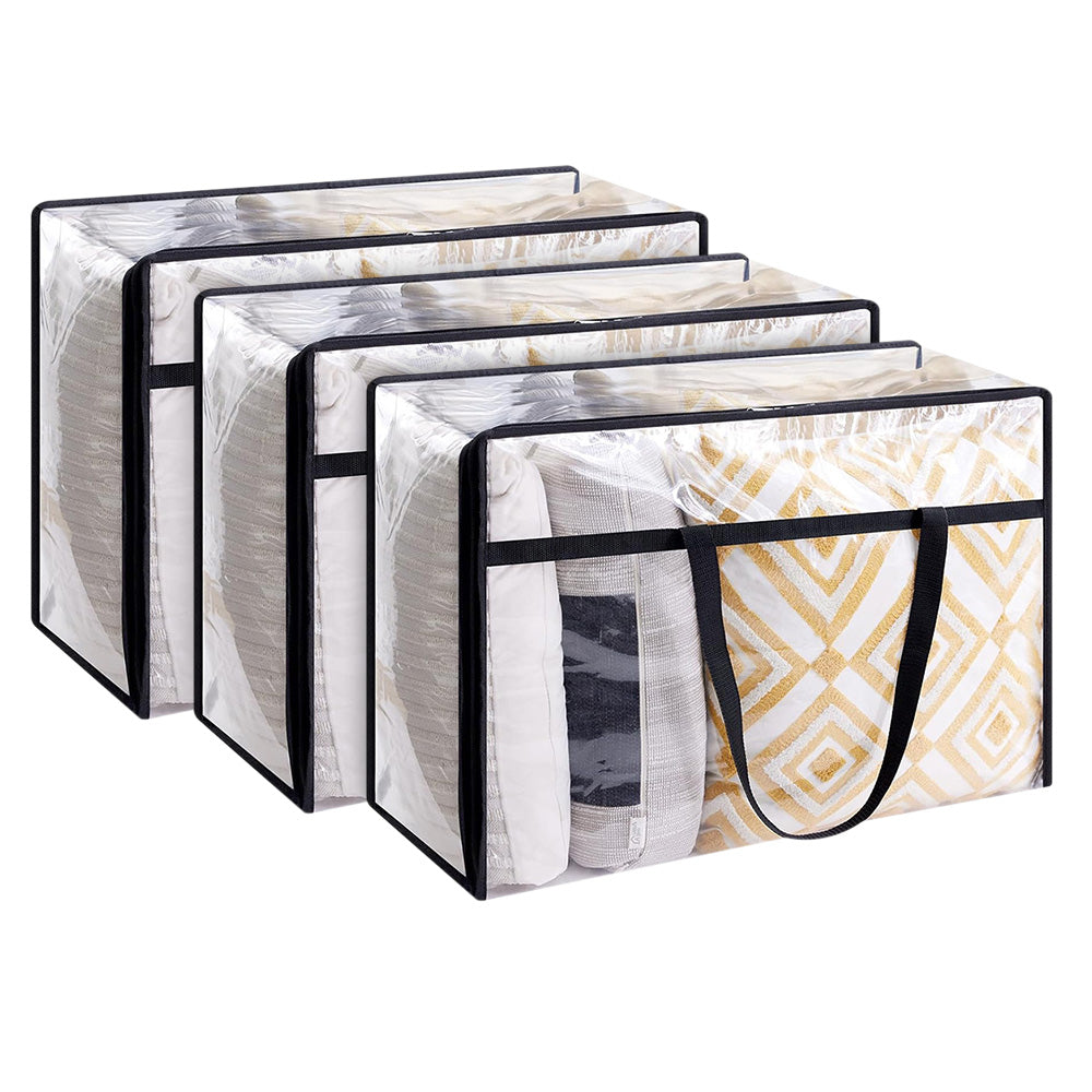 3PCS 60L Clear Plastic Storage Bags with Zipper for Clothing Blanket Comforter