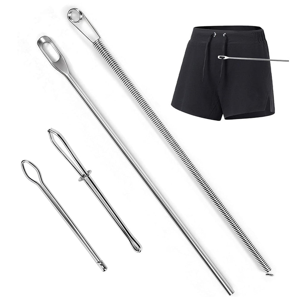 4 Piece Stainless Steel Drawstring Threader Tool Set for Clothing Bags