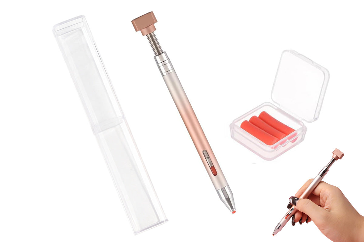 2pcs Glue-out Rhinestone Painting Pen Rhinestone Drill Pen with Visual Window and 6pcs Glue Sticks