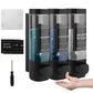 No-Drill Wall-Mounted Triple Soap Dispenser for Bathroom Shampoo Conditioner & Body Wash