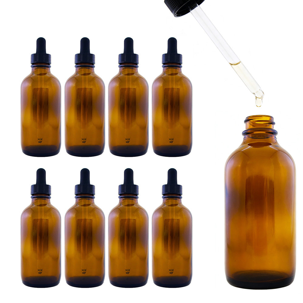 8 Pack Amber Glass Dropper Bottles 60ml for Essential Oils Beauty Oil Personal Care