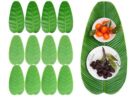 12Pcs Simulation Banana Leaf Mat Leaf Placemats Banana Leaves Placemats