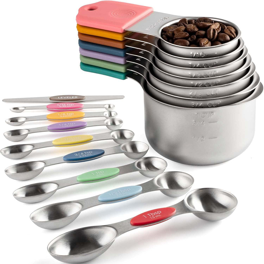 Stainless Steel Measuring Cups and Spoons Set with Leveler