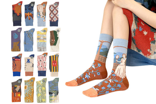 4 Pairs Women Novelty Crew Socks