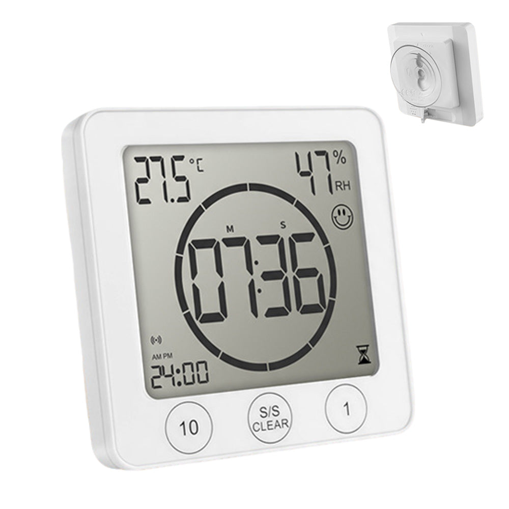 Digital Shower Clock Hygrometer Indoor Thermometer with Timer for Bathroom Kitchen