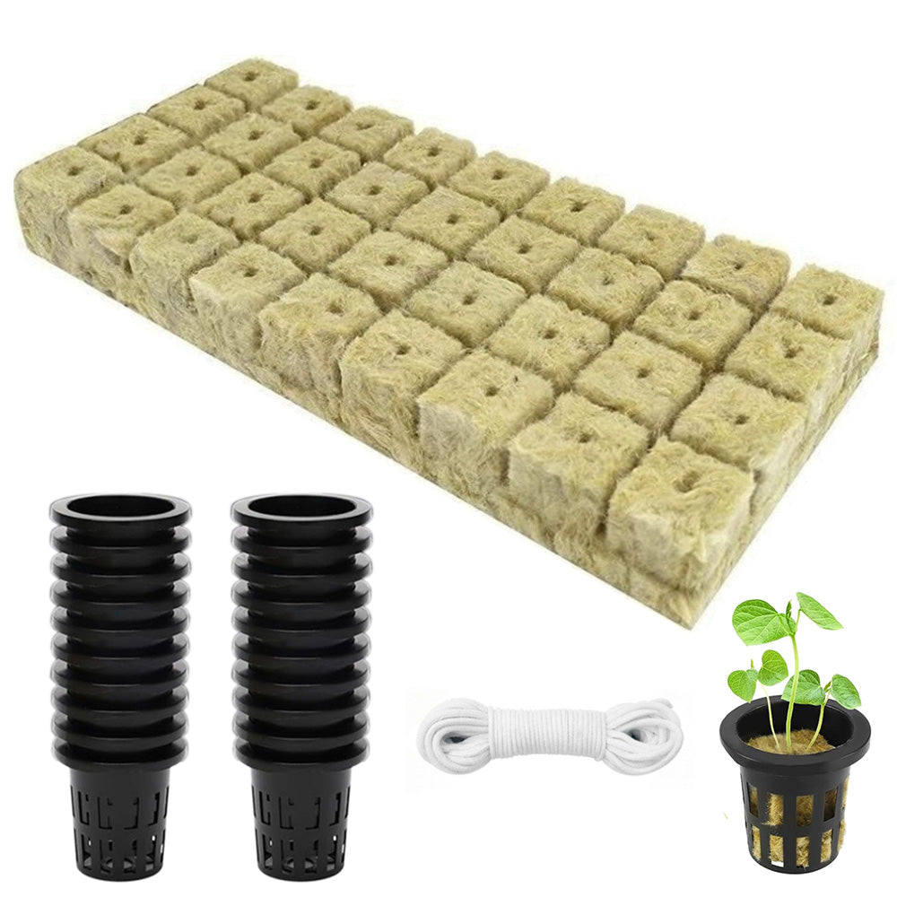 Grow Starter Rockwool Cubes Hydroponics Plant Net Cup Basket Aquaponic