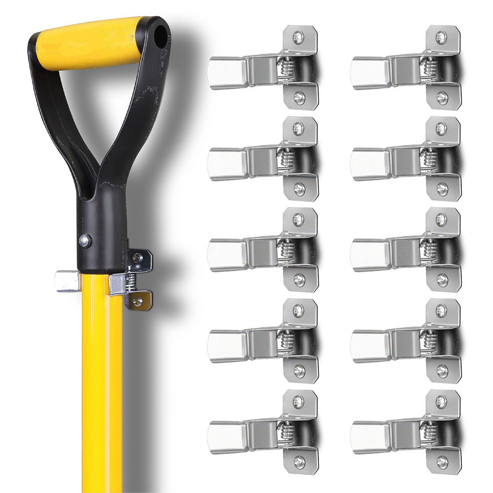 10 Pack Wall Mount Spring Grip Broom Tool Holder Storage Rack with Screws