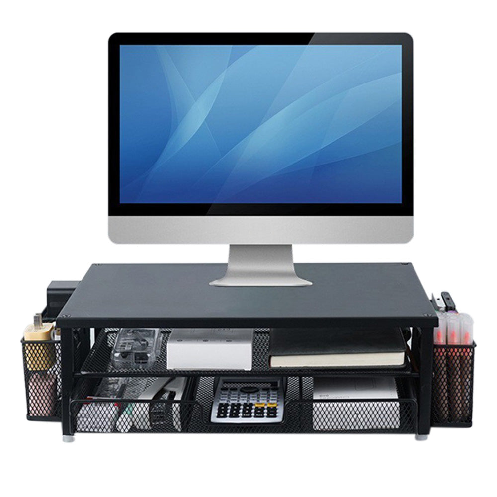 Desk Organizer Computer Monitor Stand Riser with Drawer and Pen Holders