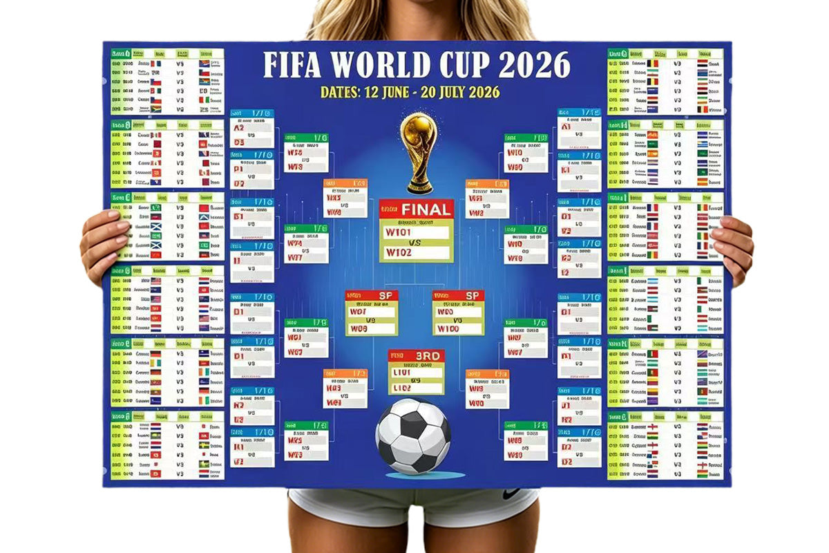 2026 Soccer World Cup Schedule Poster 2026 FIFA World Cup Fixtures Chart Wall Decor for Soccer Fans