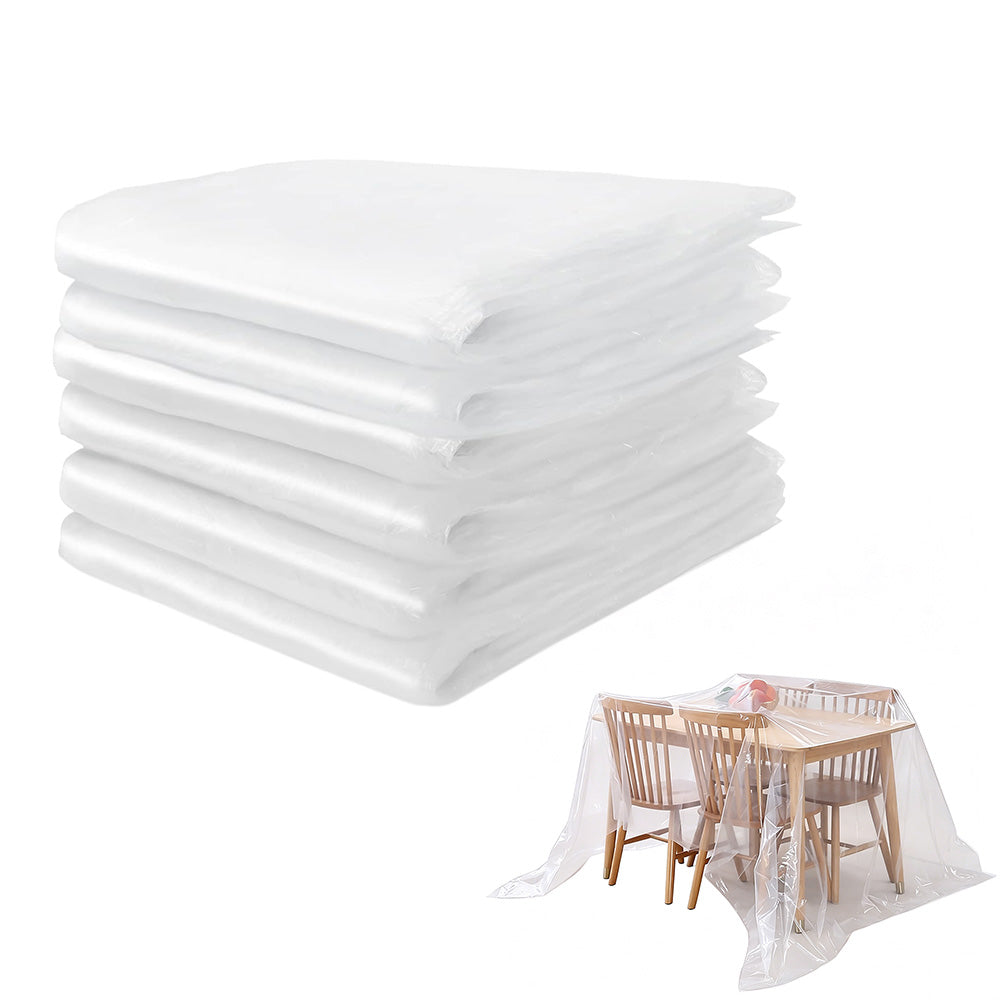 6 Pack Paint Drop Cloth Plastic Sheeting 9x12 Feet for Painting Furniture Protection