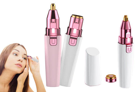 Women Facial Hair Removal 2 in 1 Rechargeable Eyebrow Trimmer Face Shaver with Light