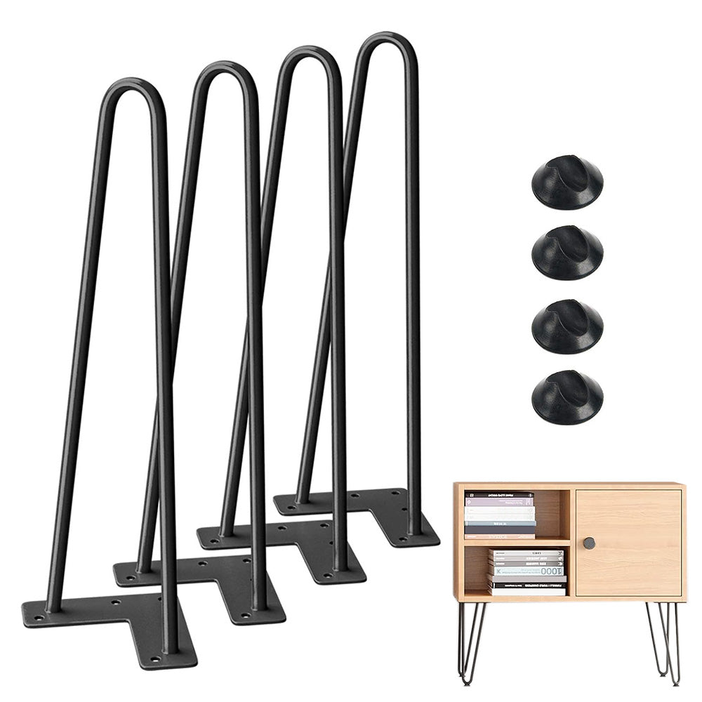 4Pcs Hairpin Furniture Table Legs with Rubber Feet