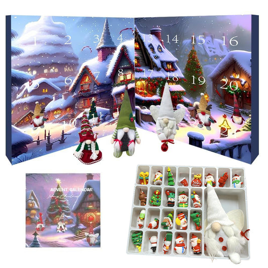 31 Days Christmas 3D Statues Advent Calendar with a Gnome Plush Toy