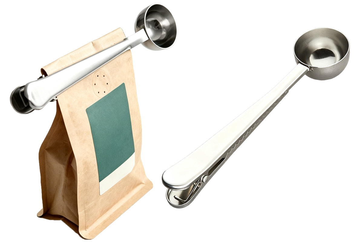 2-in-1 Coffee Scoop Bag Clip 304 Stainless Steel Spoon Bag Sealing Clip