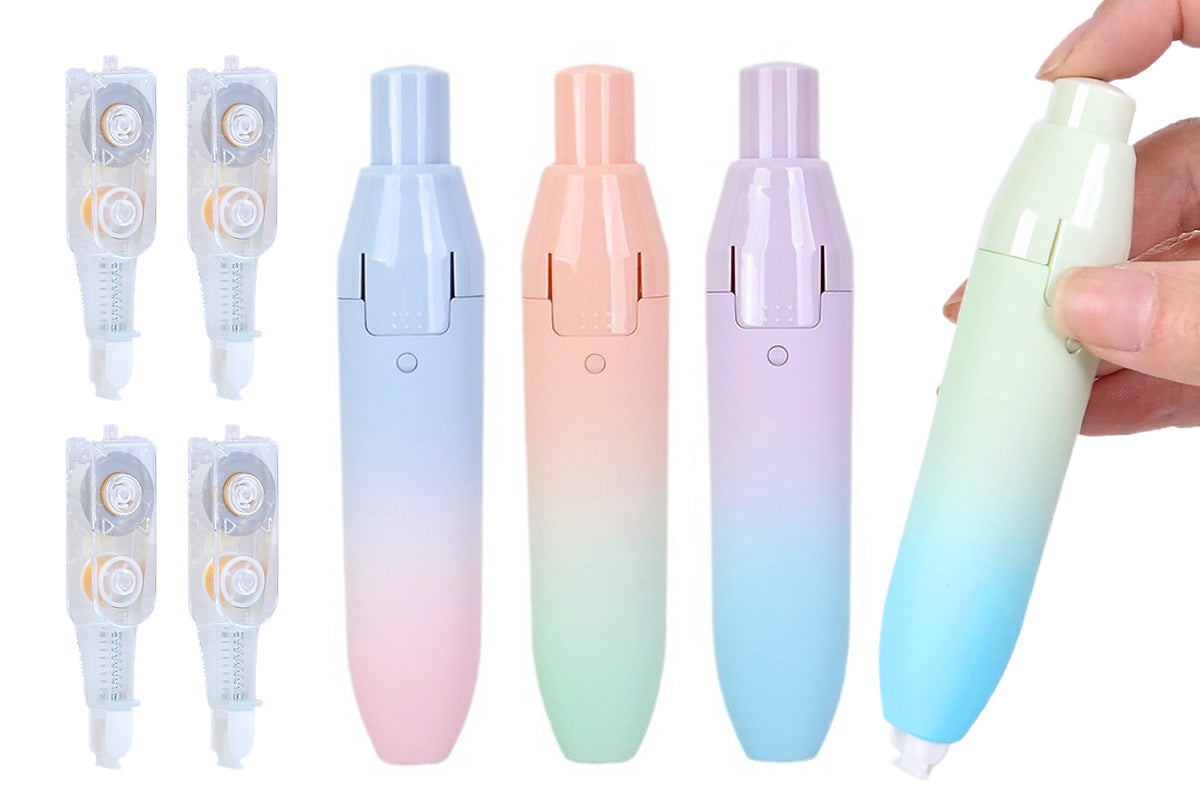Set of 4pcs Smooth Glide White Correction Tape with 4pcs Refills