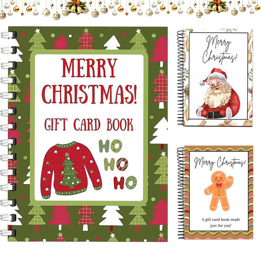 3 Piece Christmas Gift Card Money Holder Book Set for DIY Gifting