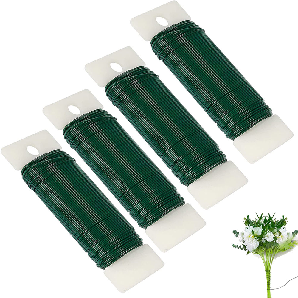4 Pack 07mm Green Floral Wire Rolls for Christmas Wreath Crafts