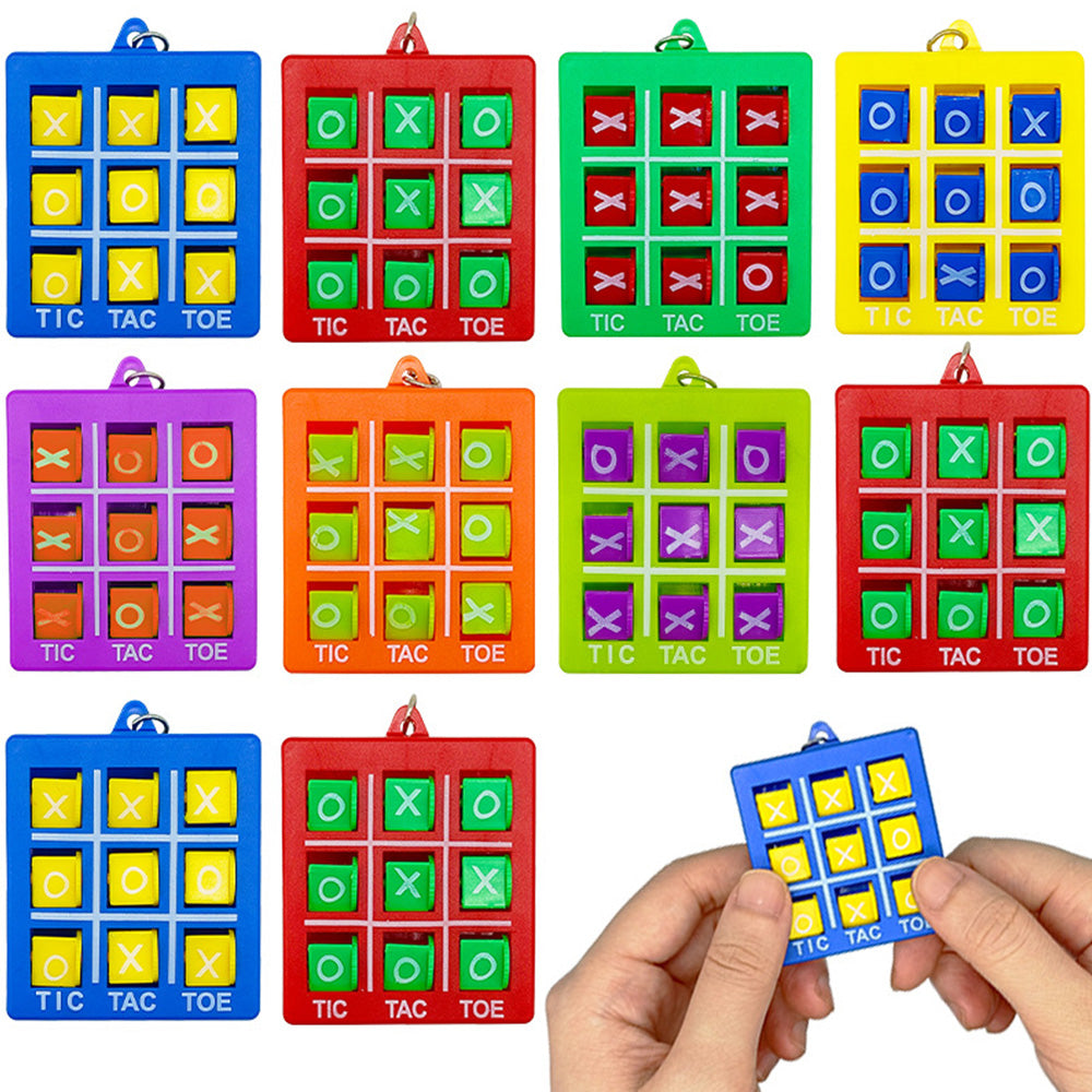 10-Pack Portable Tic Tac Toe Game Colorful Keychain Set