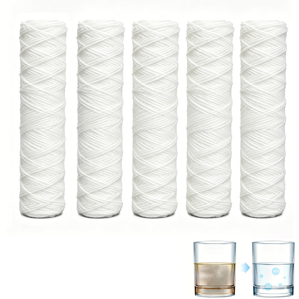 5 Pack 25.4 cm String Wound Sediment Water Filter for Water Filtration