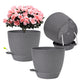 3Pcs Round Self Watering Planters Pot with Drainage Hole and Tray