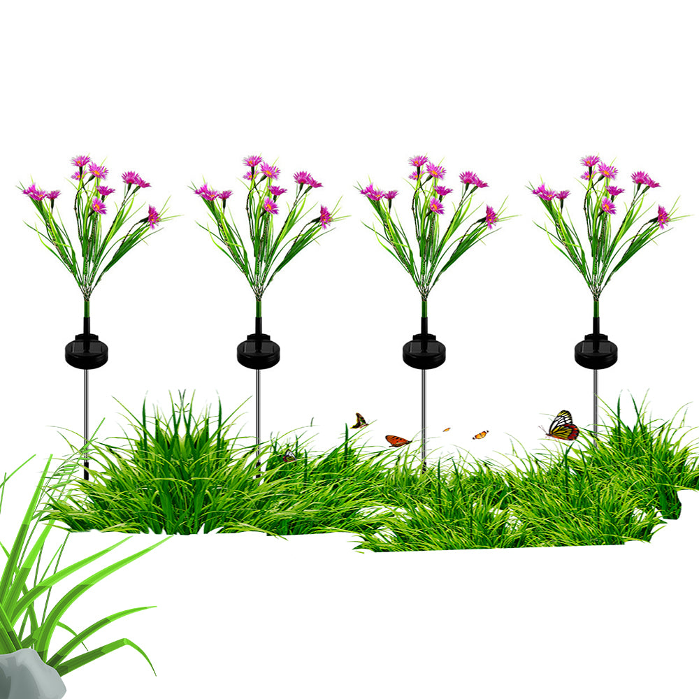 4Pcs Solar Garden Flowers Stake Light