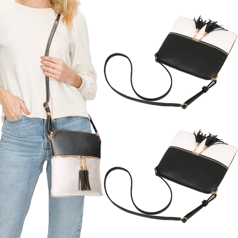 2Pcs Ladies Cross Body Bag with Tassel