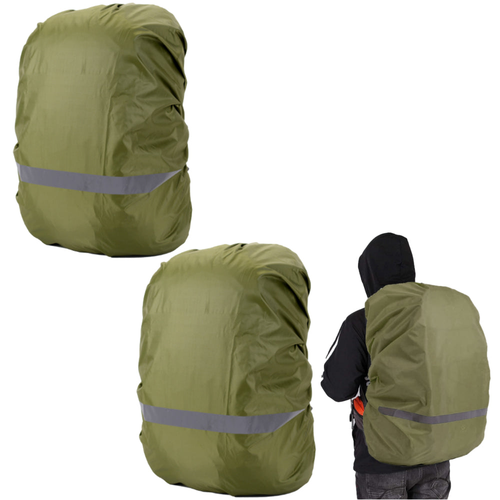 2Pcs Water-Resistant Outdoor Backpack Rain Cover with Reflective Strip