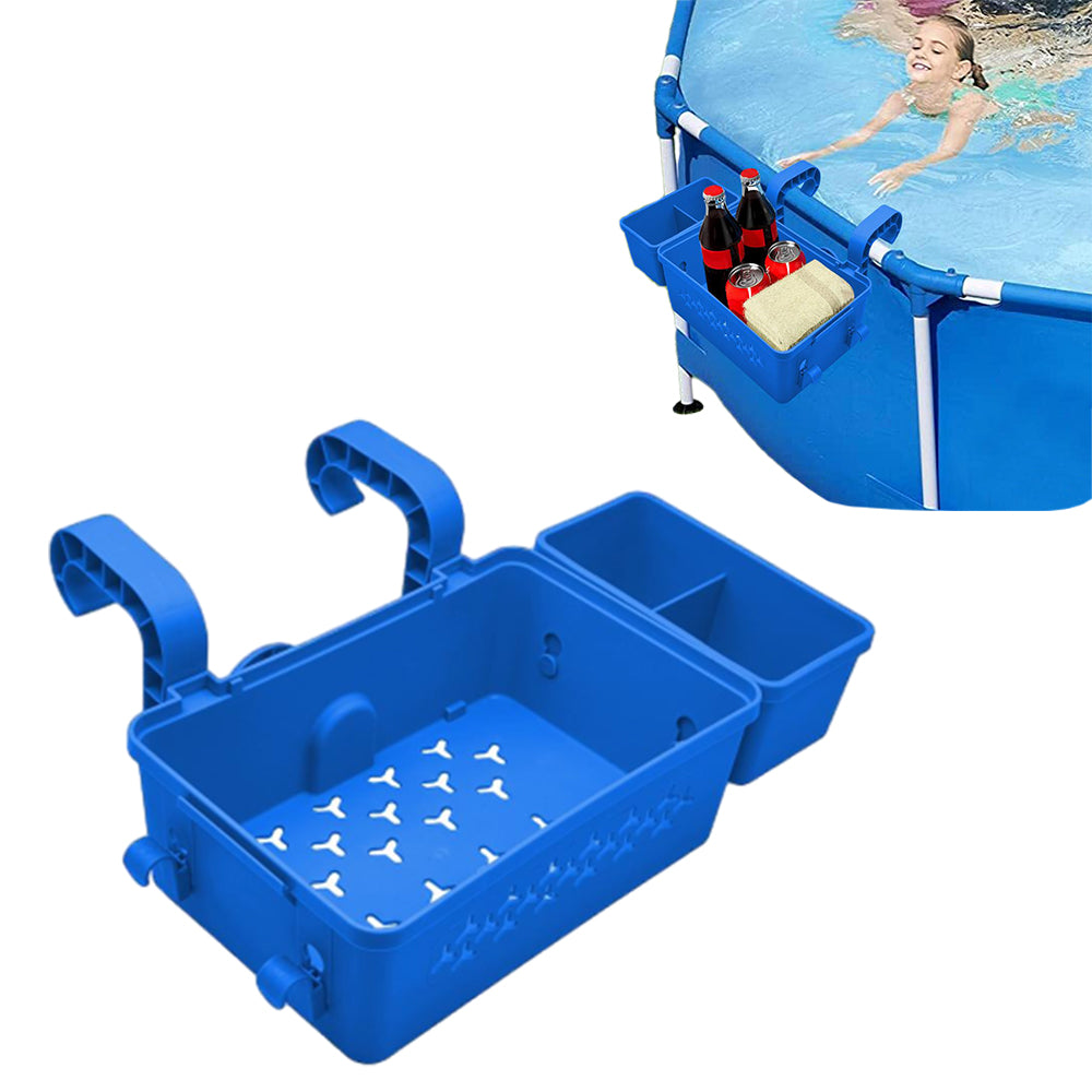Hanging Removable Poolside Storage Basket with Cup Holders