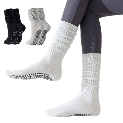 3 Pairs Knee-High Non-Slip Yoga Socks with Grips for Pilates Dance Barre