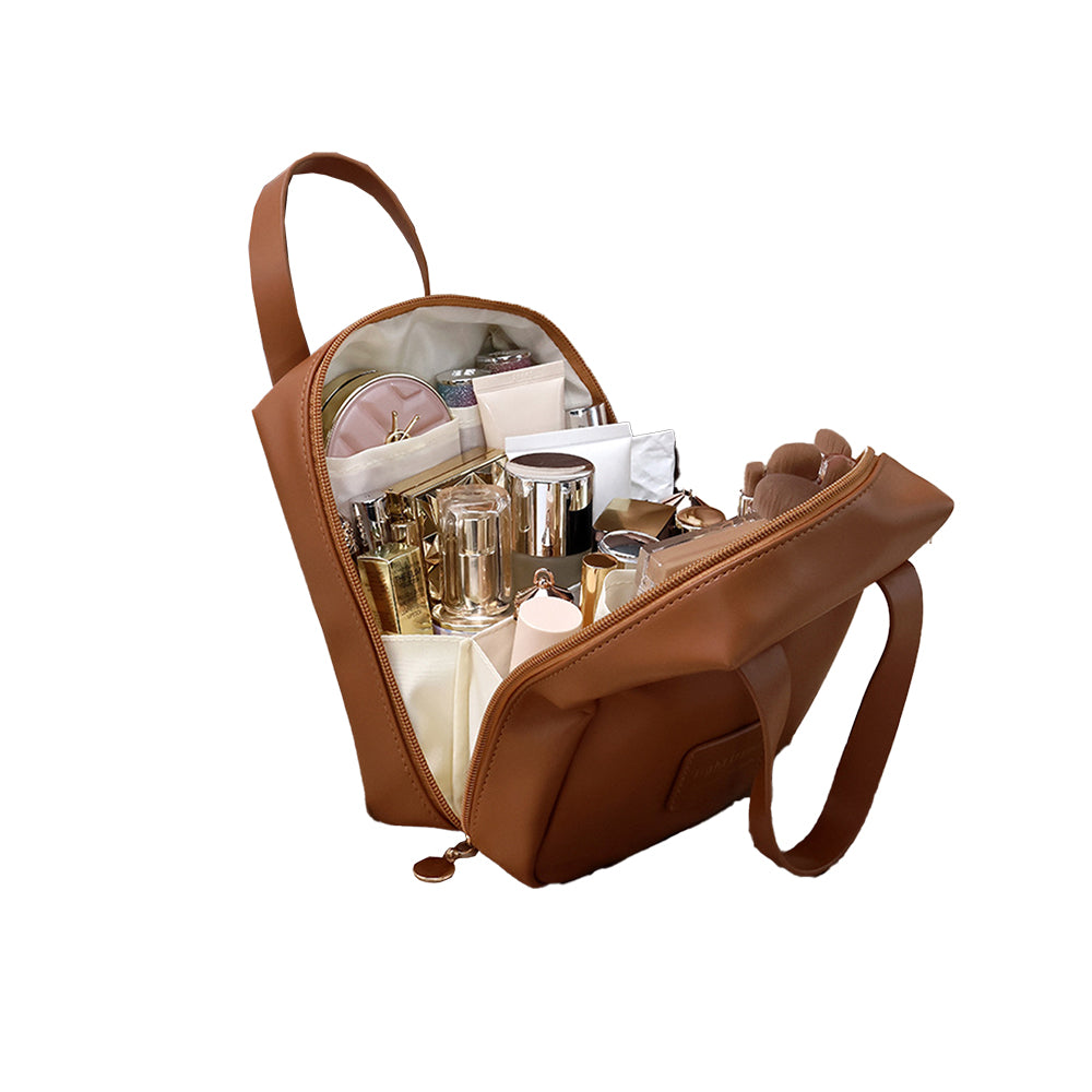 PU Leather Travel Cosmetic Bag with Handle