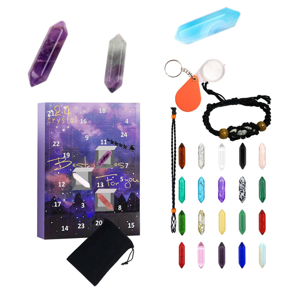 24 DAYS Christmas Advent Countdown Calendar Rhinestone And Healing Stones Blind Box