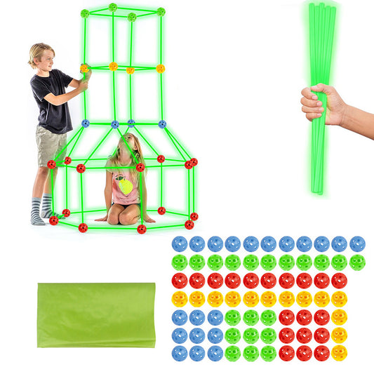 175Pcs Tent Fort Building Kit Glow In The Dark Tent STEM Construction Toy