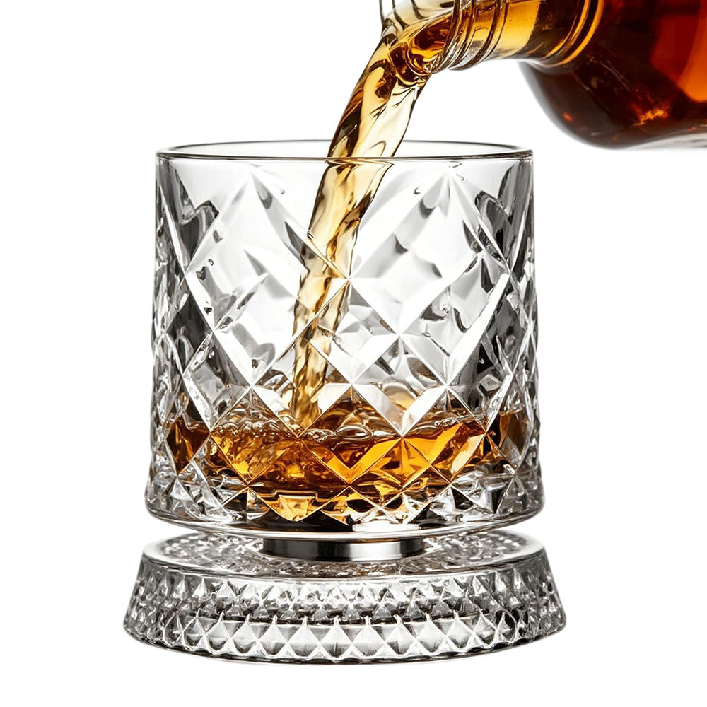 Spinning Rotating Whiskey Glass 270ml Transparent Glass for Home Bar