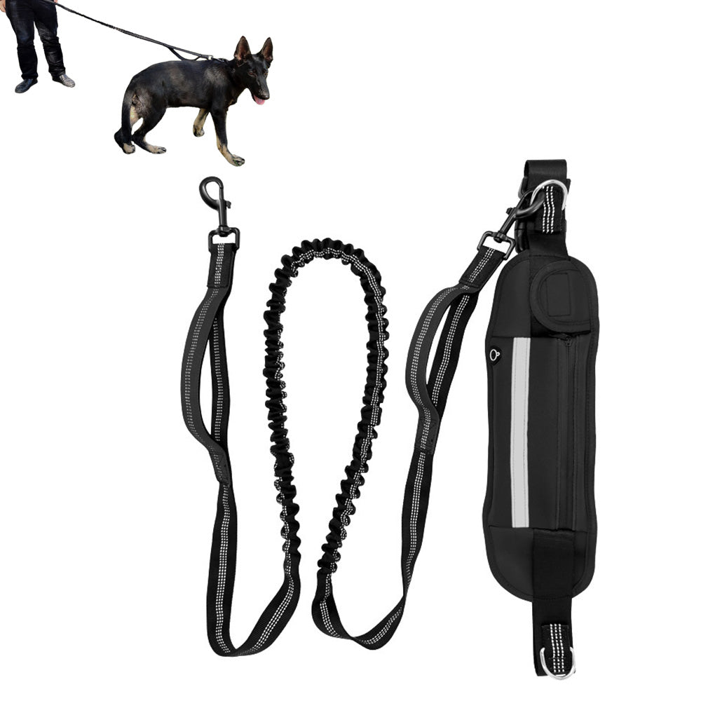 Hand Free Dog Leash With Zipper Pouch Dual Padded Handles Bungee for Jogging and Running Your pet
